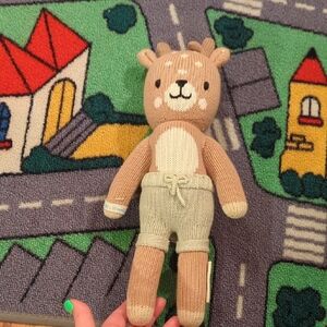 Adorable Cuddle And Kind Brown and Cream Hand Knit Deer Plush Toy